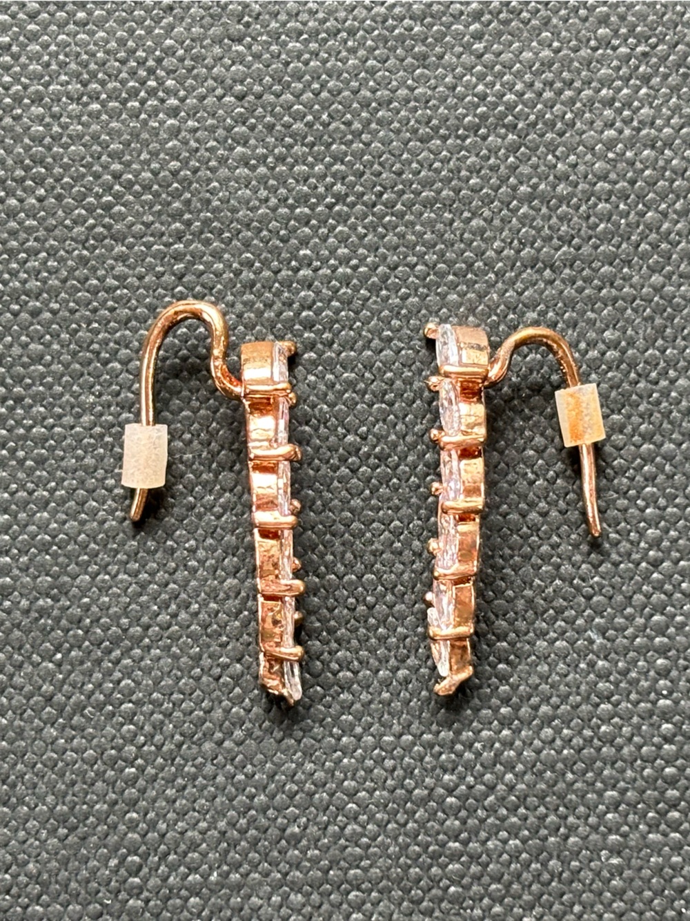 Rose Gold Crystal Leaf Drop Earrings - Women Jewelry - Picture 3 of 4